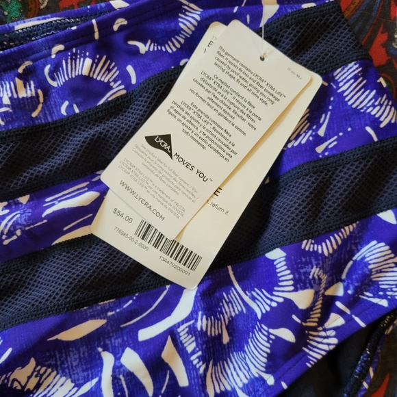 NWT Athleta Purple and white floral high waisted bikini bottoms size xxs - Picture 5 of 7